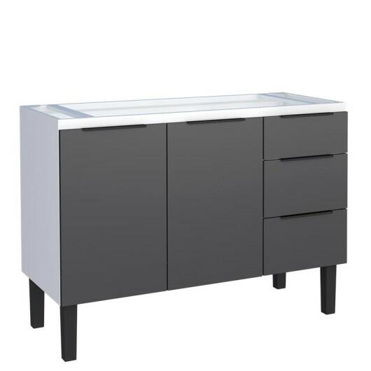 Gabinete de Aço Para Pia 120cm 2 Portas 3 Gavetas Júpiter Cozimax Preto