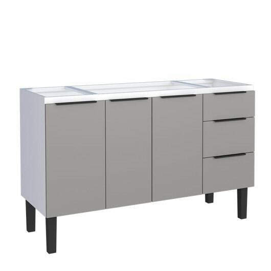 Gabinete de Aço Para Pia 140cm 3 Portas 3 Gavetas Júpiter Cozimax Cinza Argila