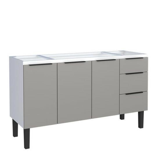Gabinete de Aço Para Pia 150cm 3 Portas 3 Gavetas Júpiter  Cozimax Cinza Argila