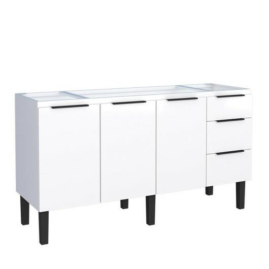 Gabinete de Aço Para Pia 160cm 3 Portas 3 Gavetas Júpiter Cozimax Branco