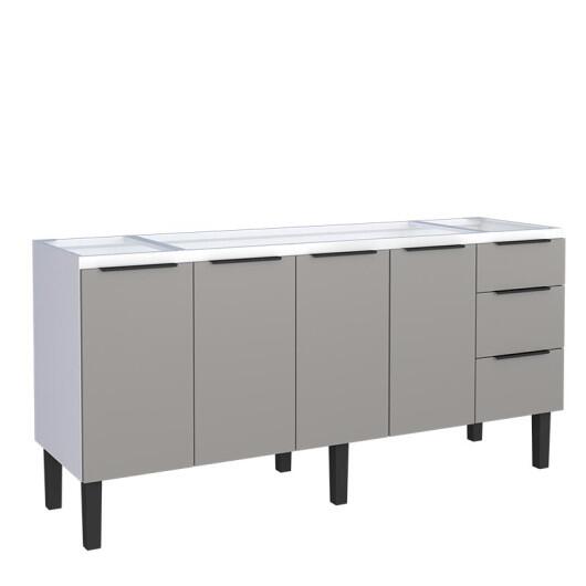 Gabinete de Aço Para Pia 180cm 4 Portas 3 Gavetas Júpiter Cozimax Cinza Argila