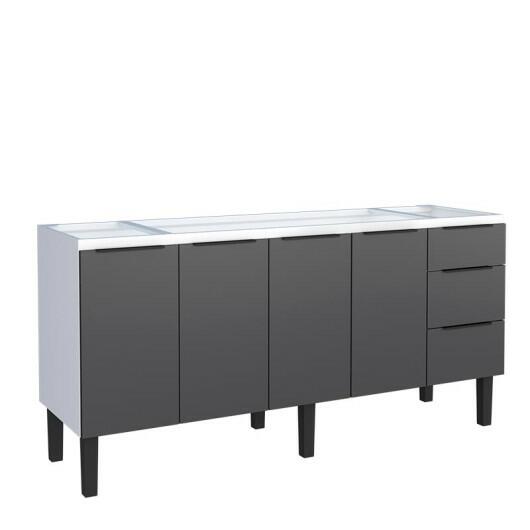 Gabinete de Aço Para Pia 180cm 4 Portas 3 Gavetas Júpiter Cozimax Preto