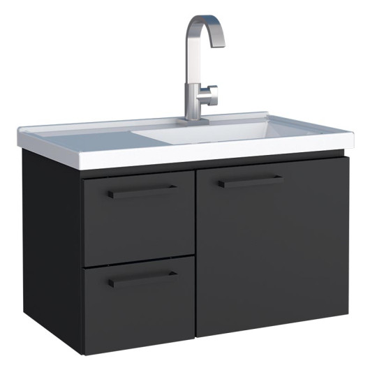 Gabinete Para Banheiro Aço 60x38x33cm com Lavatório Romã 60 Cozimax Preto