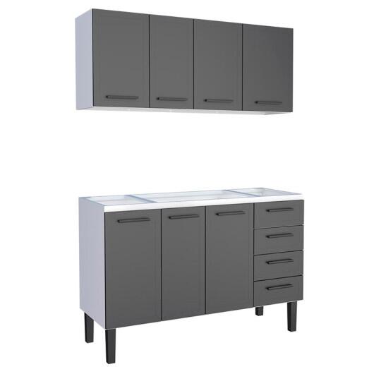Cozinha Completa Gabinete Para Pia 140 e Armário Aéreo Juno/Apolo 4 Gavetas Cozimax Preto