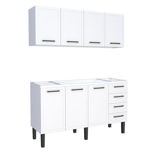 Cozinha Completa Gabinete Para Pia 160 e Armário Aéreo Juno/Apolo 4 Gavetas Cozimax Branco