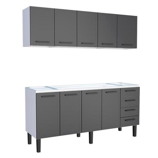 Cozinha Completa Gabinete Para Pia 200 e Armário Aéreo Juno/Apolo 4 Gavetas Cozimax Preto