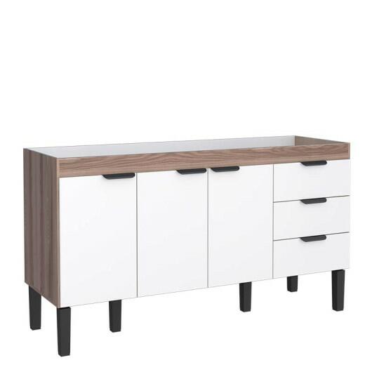 Gabinete Para Pia 160cm Cozinha Madeira Flamingo Cozimax Branco/Tamarindo