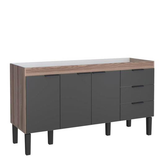 Gabinete Para Pia 160cm Cozinha Madeira Flamingo Cozimax Preto/Tamarindo