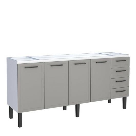 Gabinete de Aço Para Pia 200cm 4 Portas Juno/Apolo 4 Gavetas Cozimax Cinza Argila