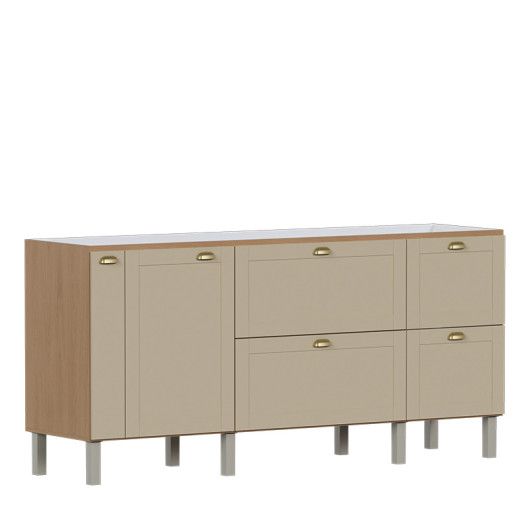 Gabinete De Madeira Para Pia De 200cm 194x91x51cm  Cozinha Grou Cozimax Areia/Jequitiba