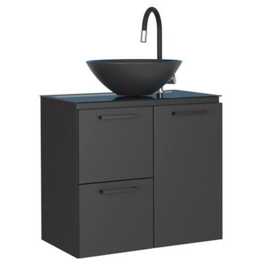 Gabinete Para Banheiro Aço Osiris Preto 60 Com Cuba Cuia Preta Cozimax