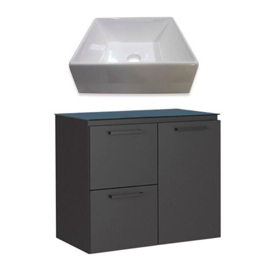 Gabinete Para Banheiro Aço Osiris Preto 60 Com Cuba Prisma Cozimax