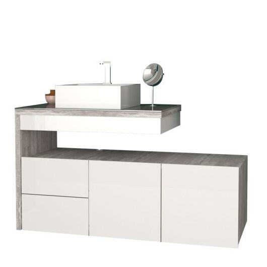 Gabinete com Extensor e Cuba Cubo Aimoré Cozimax Branco/Calcare