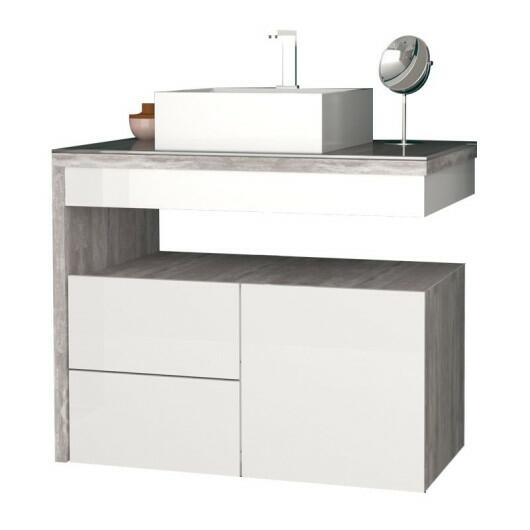 Gabinete Para Banheiro Aimoré 70 Com Cuba Cubo Cozimax Branco/Calcare