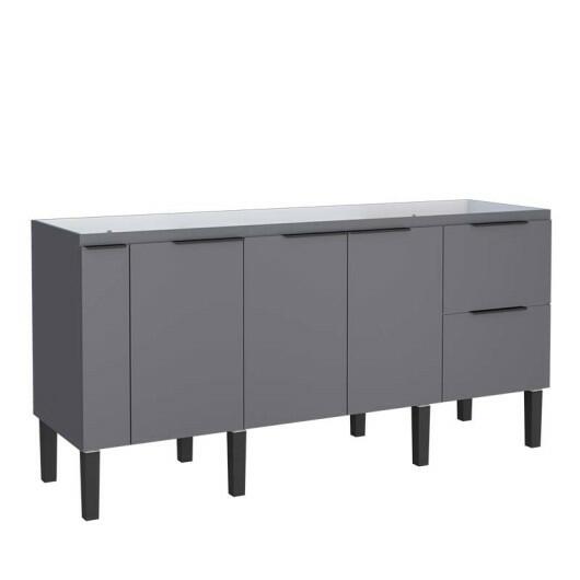 Gabinete De Madeira Para Pia De Cozinha 180cm Cisne Cozimax Cinza