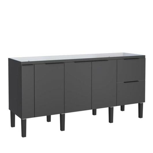 Gabinete De Madeira Para Pia De Cozinha 180cm Cisne Cozimax Preto