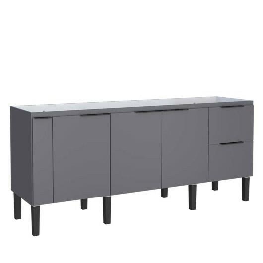 Gabinete De Madeira Para Pia De Cozinha 200cm Cisne Cozimax Cinza