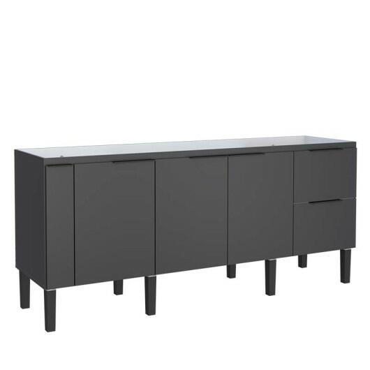 Gabinete De Madeira Para Pia De Cozinha 200cm Cisne Cozimax Preto