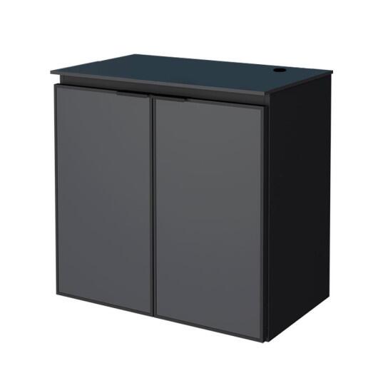 Gabinete Para Banheiro Aço Umbu 60 Tampo Vidro Sem Cuba Porta Vidro Cozimax Preto