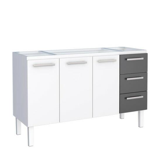 Gabinete de Aço Para Pia de 150cm Vênus 3 Gavetas Cozimax Branco/Preto