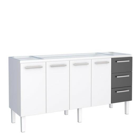 Gabinete de Aço Para Pia de 180cm Vênus 3 Gavetas Cozimax Branco/Preto