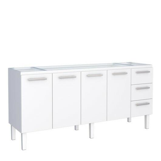 Gabinete de Aço Para Pia de 200cm Vênus 3 Gavetas Cozimax Branco