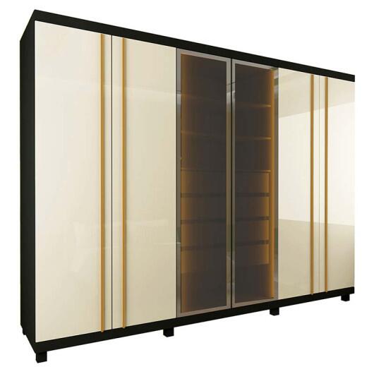Guarda Roupa Casal Com LED 273cm x 240cm Absolut Reflecta Gelius Grafite/Off White