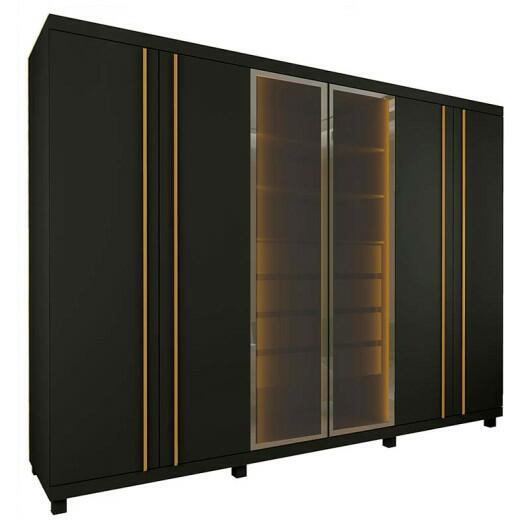 Guarda Roupa Casal Com LED 273cm x 240cm Absolut Reflecta Gelius Grafite
