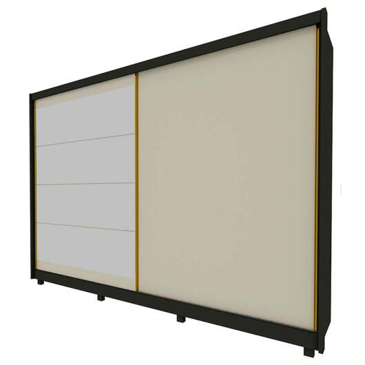 Guarda Roupa 2 Portas com Espelho 100% MDF Apolo Gelius Grafite/Off White