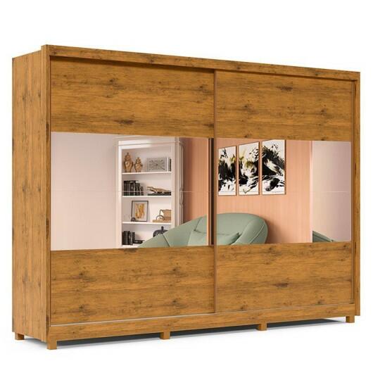 Guarda Roupa Grande 2 Portas com Espelho 100% MDF 278x239x63 Apolo Gelius Madeirado