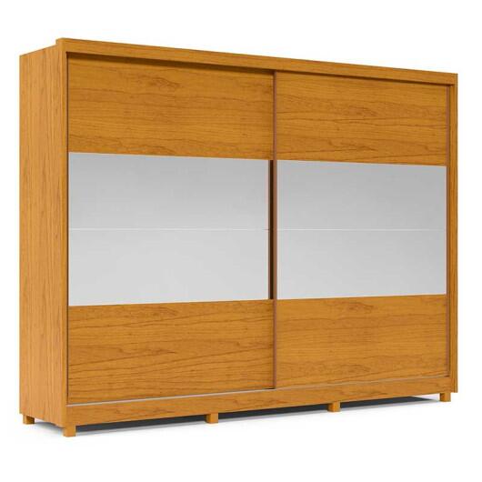 Guarda Roupa Grande 2 Portas com Espelho 100% MDF 278x239x63 Apolo Gelius Naturale