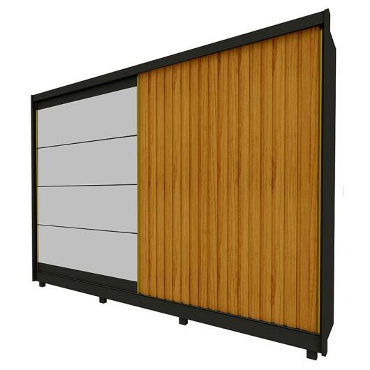 Guarda Roupa Grande Apolo Ripado Com Espelho 2 Portas 278cm Gelius Grafite/Naturale