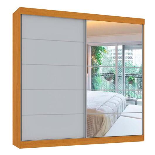 Guarda Roupa Camboriu 1 Porta de Espelho Mirarack Cedro/Off White