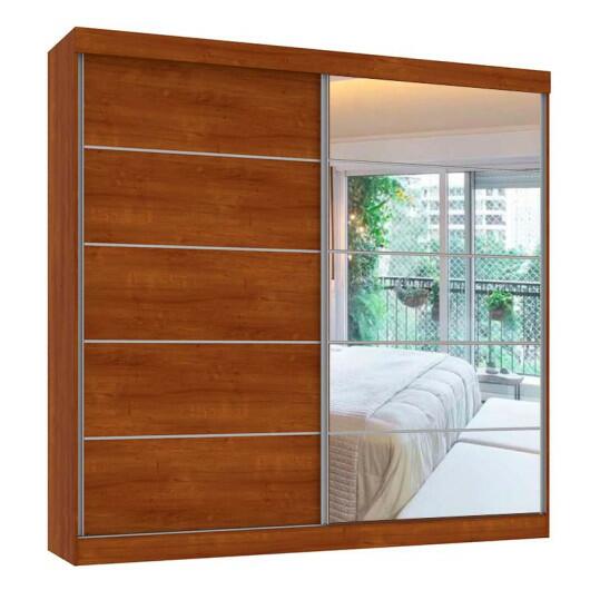 Guarda Roupa Camboriu 1 Porta de Espelho Mirarack Ipê