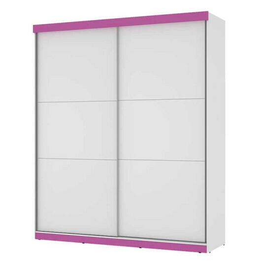 Guarda Roupa 2 Portas Correr Caribe Mirarack Branco/Rosa