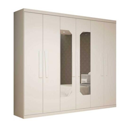 Guarda Roupa Casal 6 Portas com Espelho Infinity Gelius Branco