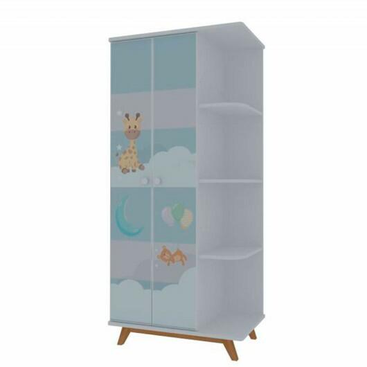 Guarda Roupa Infantil 2P Mundo Encantado Pés Cadeira Gelius Branco