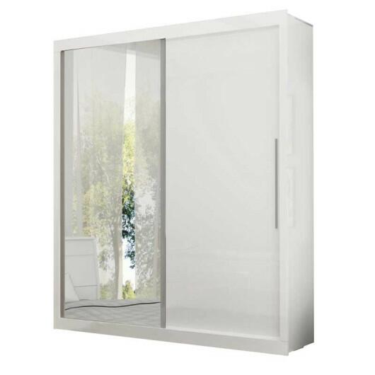 Guarda Roupa Portas de Correr 1 Porta de Espelho Pérola Gelius Branco