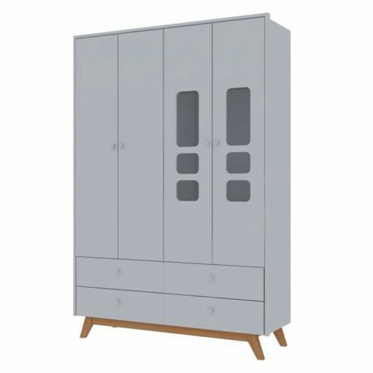 Guarda Roupa Infantil 4P 4G Sol Pés Cadeira Gelius Branco