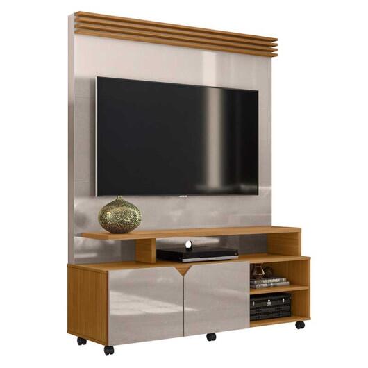 Estante Home Sala Pequeno 136cm Para TV 55 Pol Berlim Lukaliam Off White/Tauari