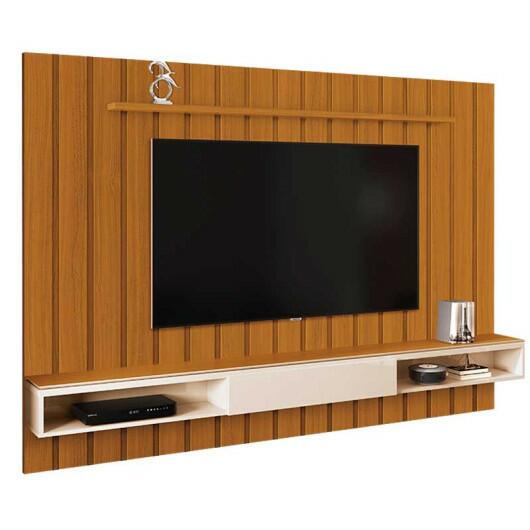 Painel Ripado Para TV 75 Polegadas 217cm Brise com Nicho 2.2 EDN Cedro/Off White