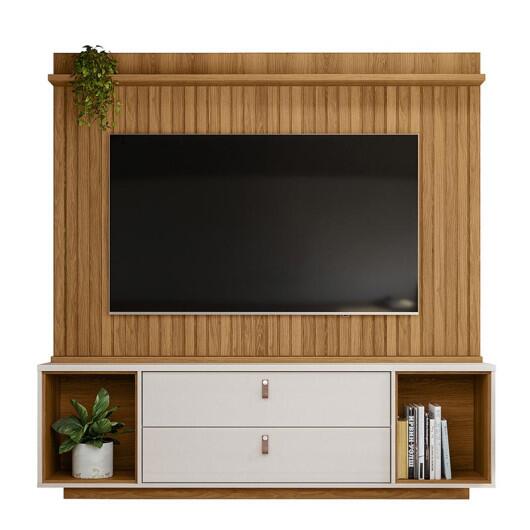 Rack Painel Home Ripado TV 75 Polegadas 183cm Dakar Lukaliam Freijo/Off White Perolizado