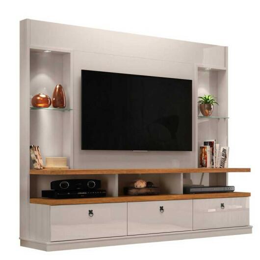 Estante Home Para TV 55 Polegadas Dinamarca 2.2 Lukaliam Off White/Amêndoa