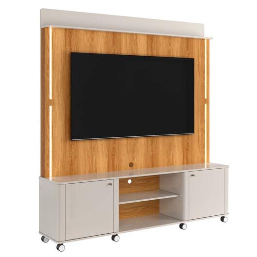 Estante Home Rack Painel Para TV 75 Pol 183cm Florença Lukaliam Off White/Freijo