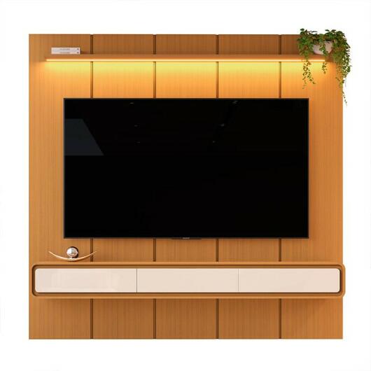 Home Suspenso 225x216cm 3 Gavetas Para TV 85¨ Milano 2.25 EDN Cedro/Cedro Off White