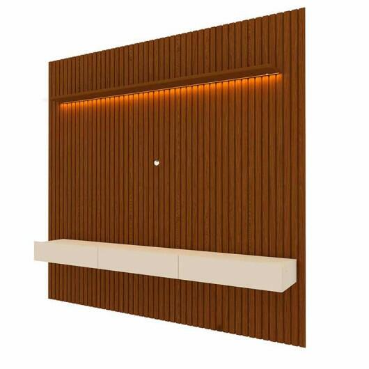 Home Ripado Para TV 85 Polegadas Com LED 230x250 Nobre Gelius Castanho/Off White