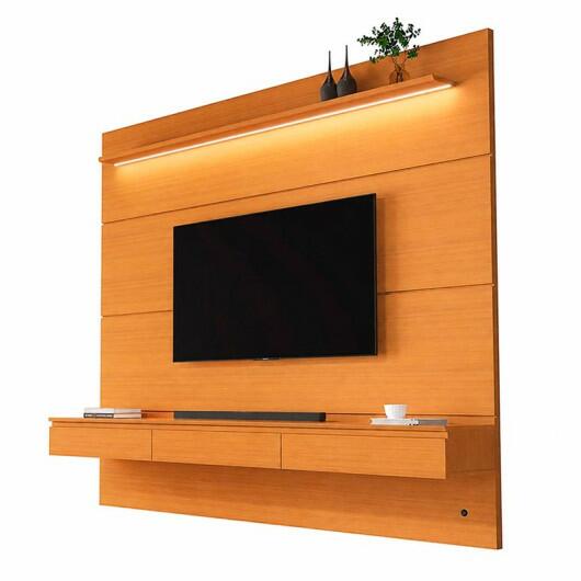 Home Painel Para TV 75¨ Com LED 180cm 3 Gavetas Norton 1.8 EDN Cedro