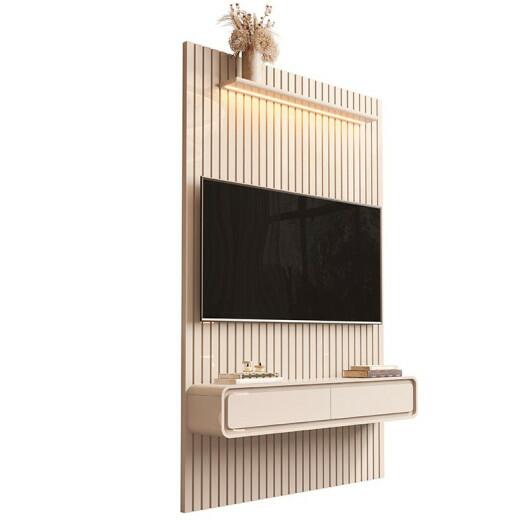 Home Painel Ripado TV 55 Com LED Sala 140cm Trevi 1.4 EDN Off White