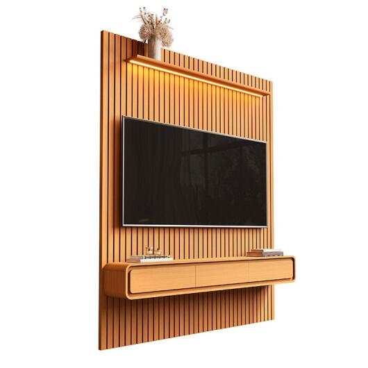 Home Painel Ripado TV 75 Com LED Sala 184cm Trevi 1.9 EDN Cedro