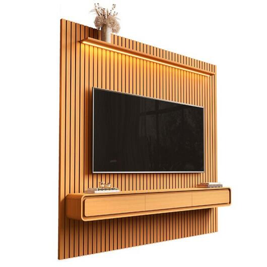 Home Painel Ripado TV 85 Com LED Sala 230cm Trevi 2.3 EDN Cedro
